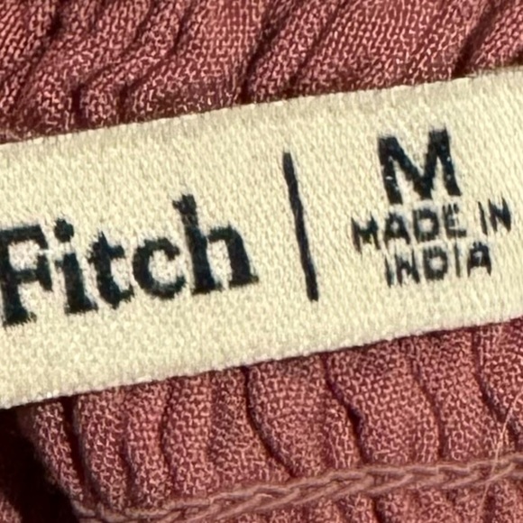 ABERCROMBIE & FITCH Women’s Sz M Cottage Floral Pink Tulip Hem Short Sleeve V - Picture 7 of 8